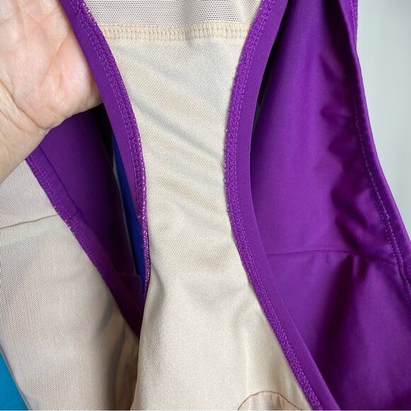 Cacique Sophie Teal Green Purple One Shoulder Swimsuit 18 - Picture 10 of 11